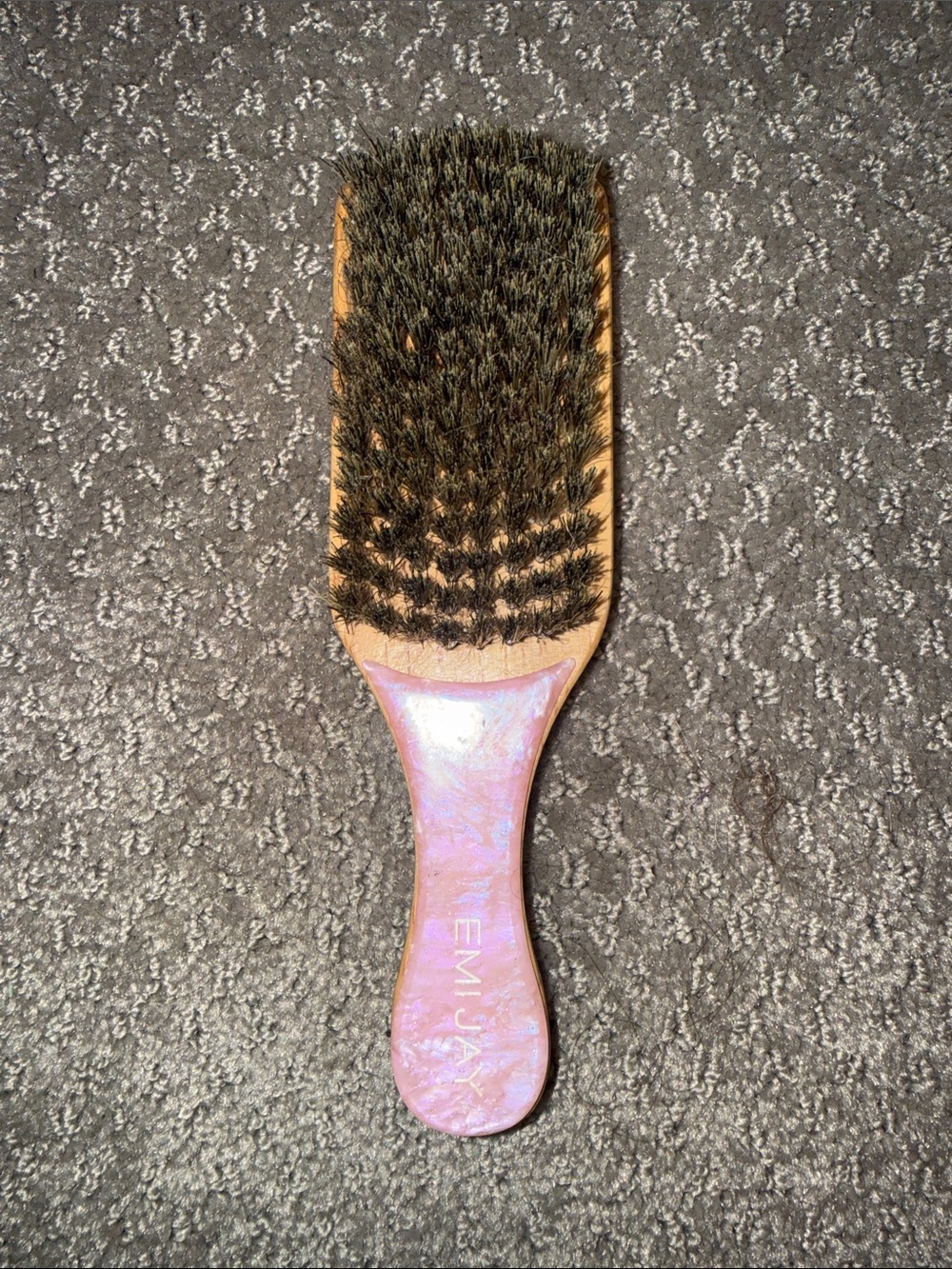 Emjay Mini Natural Boar Bristle Paddle Brush - Pink